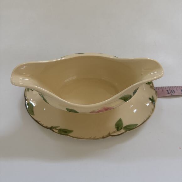 Vintage Franciscan Desert Rose Gravy Boat Attached Base Plate TV STAMP - Picture 5 of 9
